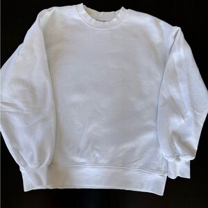 Aritzia TNA Cozy Fleece Boyfriend Crewneck Sweatshirt White Size S